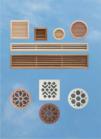 větrací mřížky dřevěné a keramické